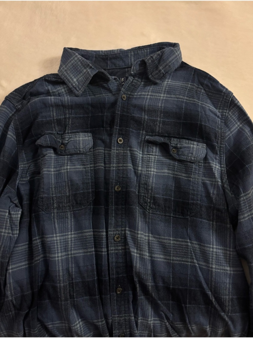 George Navy and Gray Plaid Flannel Shirt